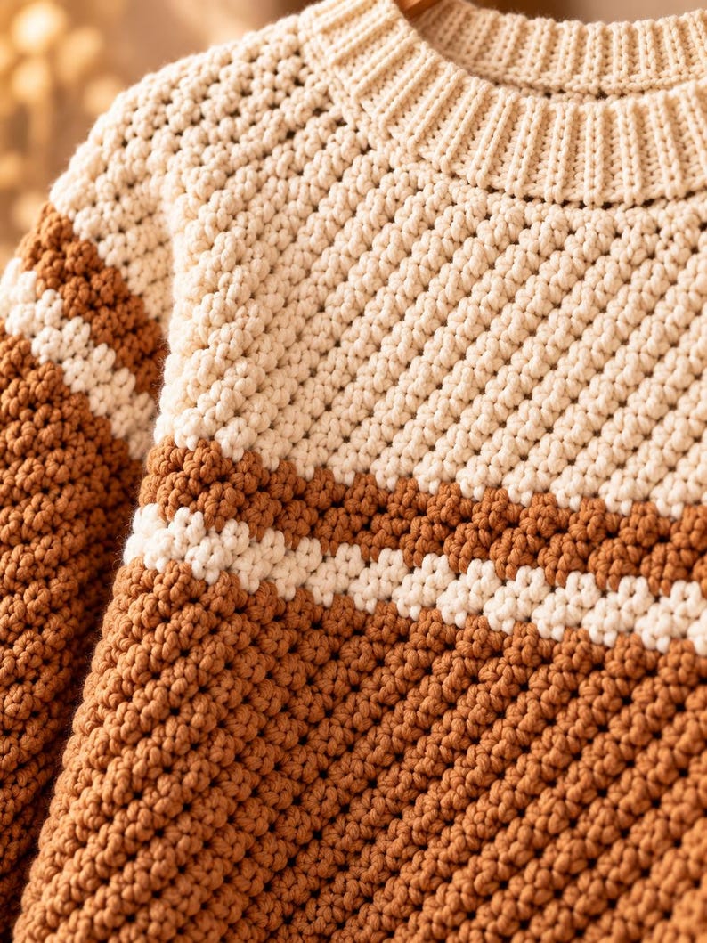 Crochet Raglan Pattern Two Tone Crochet Sweater Pattern Textured Raglan Crochet Sweater PDF ...