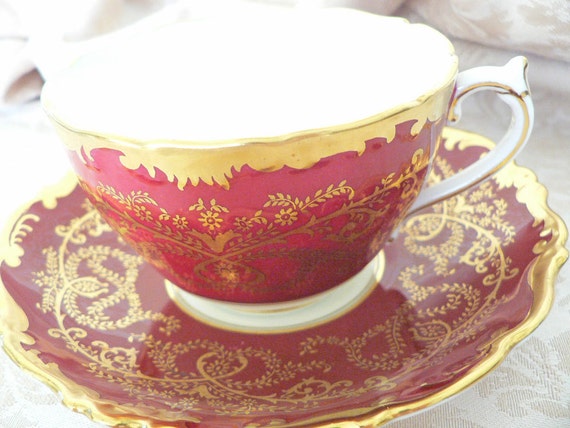 Unmarked//victoriana Blue /& Green patrón trío de Café Taza, Platillo /& Placa