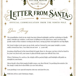 Authentic Letter from Santa Printable, Vintage Father Christmas Letter Template, Editable Santa Nice List Certified, Instant Download
