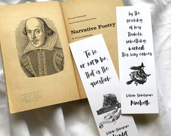 Hamlet Macbeth William Shakespeare Minimalist Lesezeichen Bundle - Buchzitat Lesezeichen