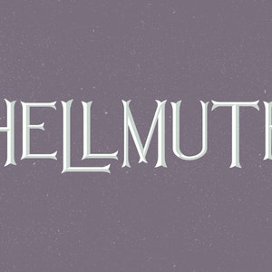 Pode incluir: Texto branco em fundo roxo que diz "HELLMUTH".