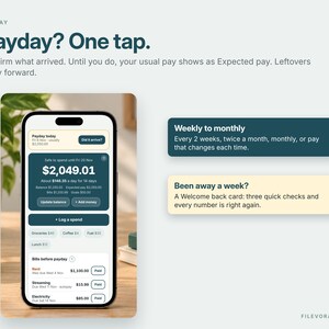 ADHD Budget Planner, Paycheck Budget Tracker App for iPhone Android, Bill Tracker, Expense Tracker, Biweekly Budget, Weekly Budget, Digital image 7