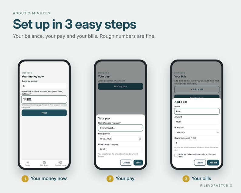 ADHD Budget Planner, Paycheck Budget Tracker App for iPhone Android, Bill Tracker, Expense Tracker, Biweekly Budget, Weekly Budget, Digital image 3