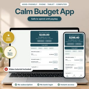 ADHD Budget Planner, Paycheck Budget Tracker App for iPhone Android, Bill Tracker, Expense Tracker, Biweekly Budget, Weekly Budget, Digital image 1