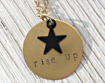 Rise Up Hamilton Lyrics Stamped Necklace