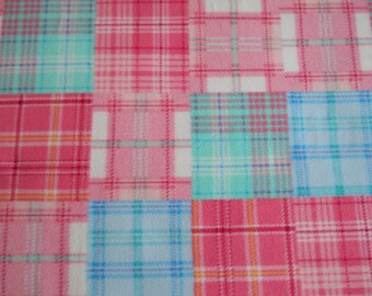 READY to SHIP - Pastel Madras Plaid - Fleece Blanket (Medium)