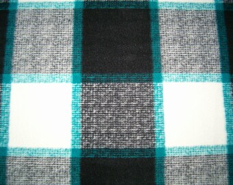 READY to SHIP - Large Plaid Block/Solid Black - Fleece Blanket (Large)