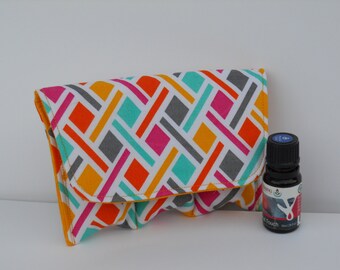 3-Pocket Essential Oil Pouch - Geometric Multi/Goldenrod - READY TO SHIP