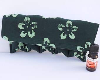5-Pocket Essential Oil Pouch - Dark Green Tie Dye Floral/Mint - READY TO SHIP