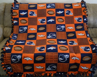 Denver Broncos - Blanket Made with Denver Broncos Fleece - Made to Order - Color Block pattern