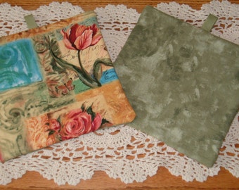 Roses and Butterflies Pot Holders - Large
