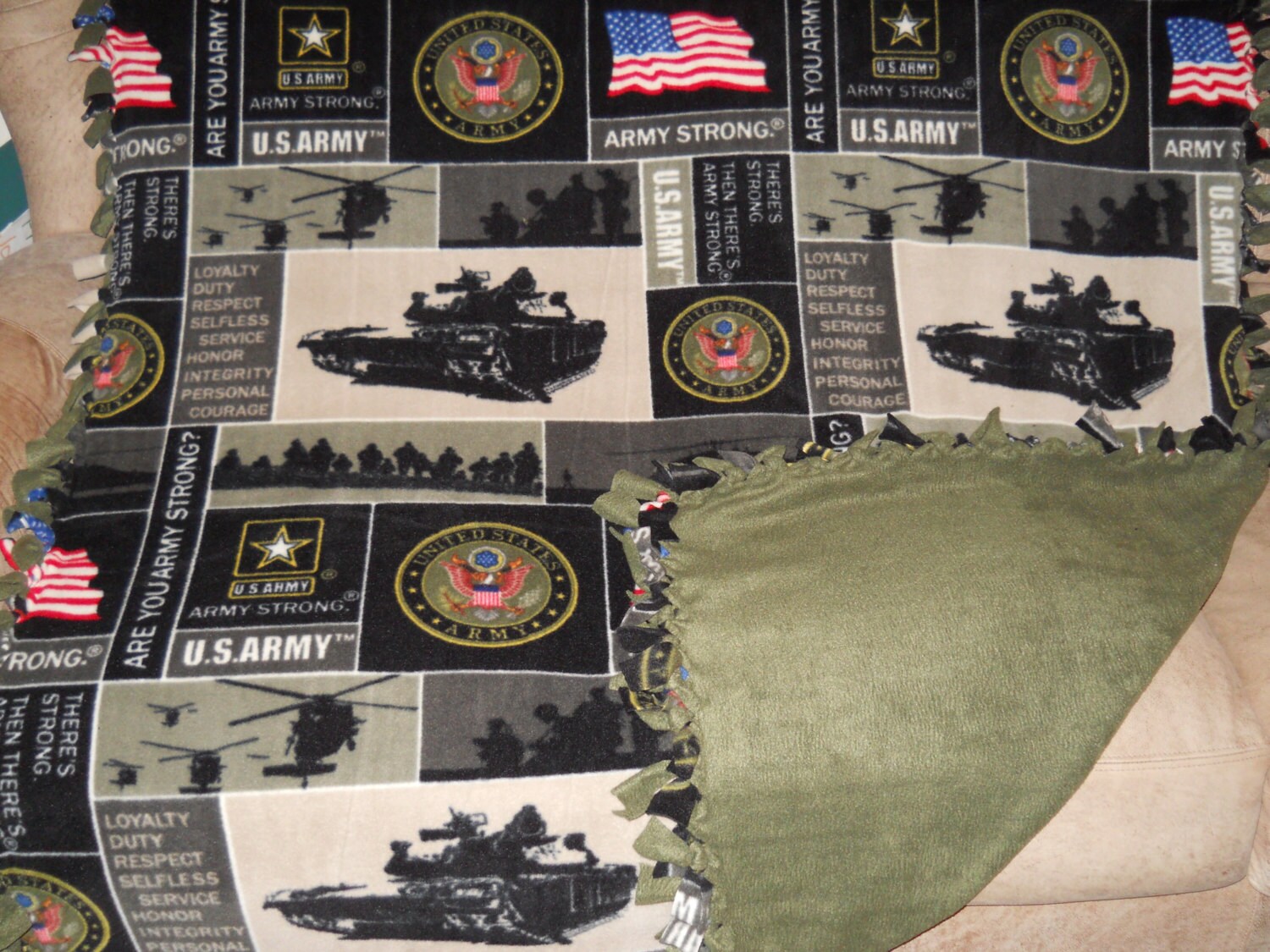 US Army Blanket Made with US Army Fleece Fleece Blanket Etsy