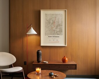 Mount Timpanogos Trail Map, Timpooneke Trail Utah Summit Hike, Light and Dark Wasatch Print, Hiking Gift, Digital Download