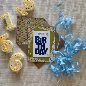HAPPY BIRTHDAY, Handmade Card and Matching Handmade Envelope