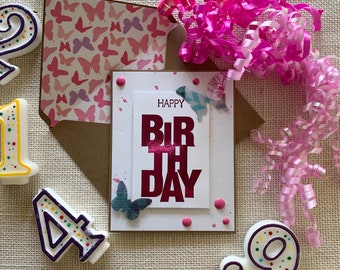 HAPPY BIRTHDAY, Handmade Card and Matching Handmade Envelope