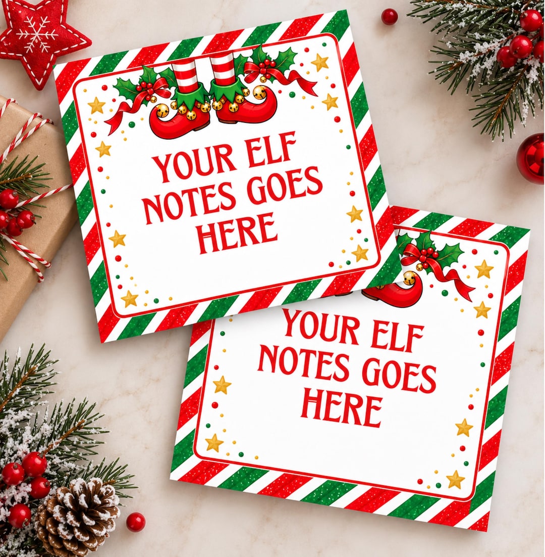 Mini Note Template Printable Editable Elf Note Cards Template, Printable Christmas Elf Notes for ...