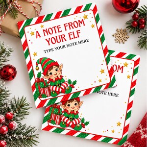 Editable Elf Note Cards Template, Elf Notes For Kids, Elf Messages,  Elf Mini Notes, Christmas Activities