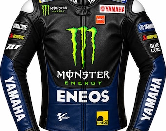 Monster Energy Yamaha MotoGP racing leather jackets, Custom Leather Jackets, Black Leather Jackets Streetwear Fashion Etsy