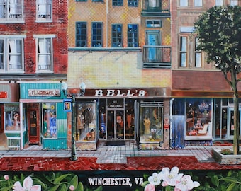 Bells Department clothing store; Downtown Winchester Va. painted by John Kiernan of Winchester