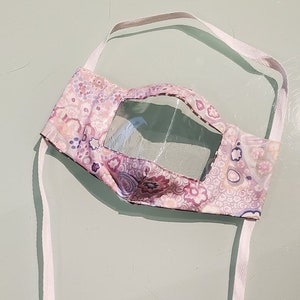 Reversible Watercolor + Gray Dot / Smile / Expressions Mask for Hard of Hearing, Teachers, Speech Therapists, Hospitality Workers