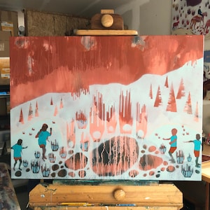 Abstract Landscape Art, Mixed Media Forest Painting, 30x40 inch Large Original Painting, Moody Landscape Wall Art