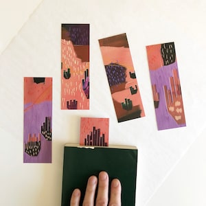 5 Pack Bookmarks, Recycled Paper Bookmarks, Set of 5 Embellished Bookmarks, Art Gifts, Home Library Must Haves
