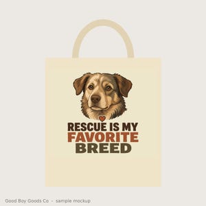 Bolso de mano "El rescate es mi raza favorita", bolso de mano para mamás perrunas "Adopta, no compres"