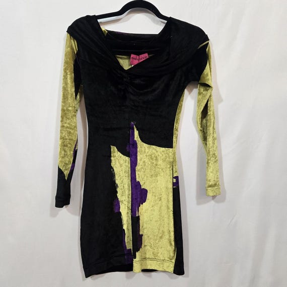 Christian Lacroix, Vintage 1990s Christian Lacroix Velvet Bodycon Homecoming Dress FR 40