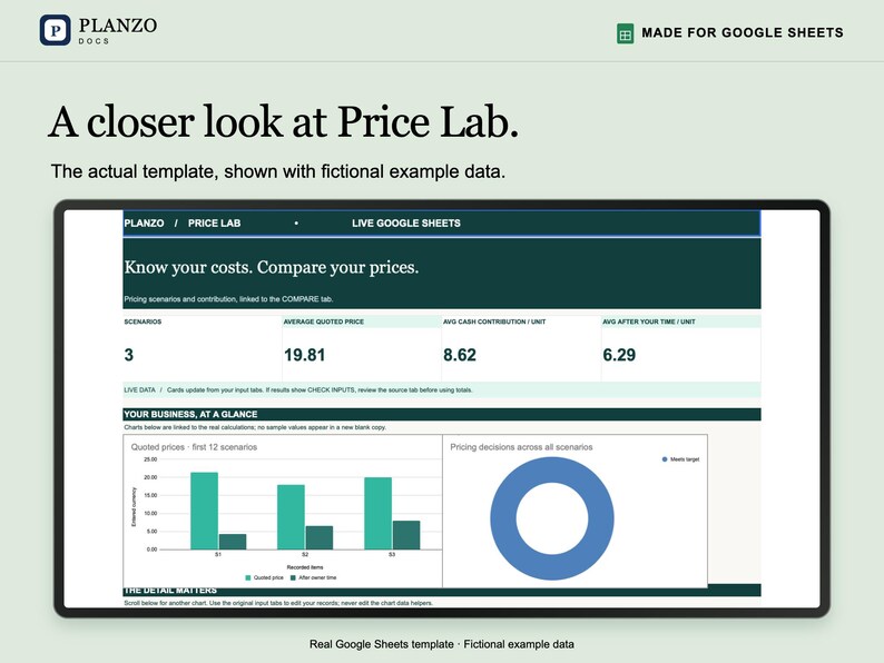Handgjord priskalkylator för Google Sheets: Material, arbete och avgifter bild 2