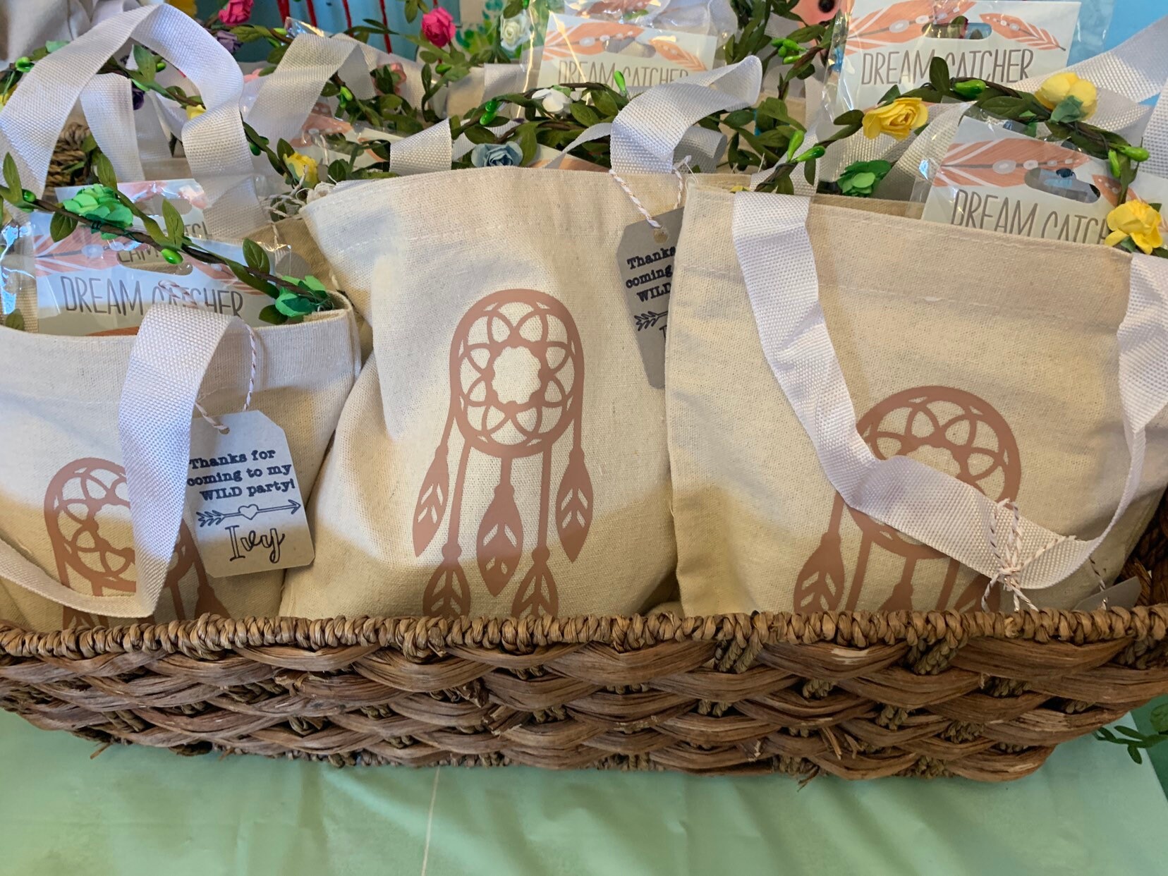 Small Canvas Favor Bags with Custom Print Sample is Boho Etsy