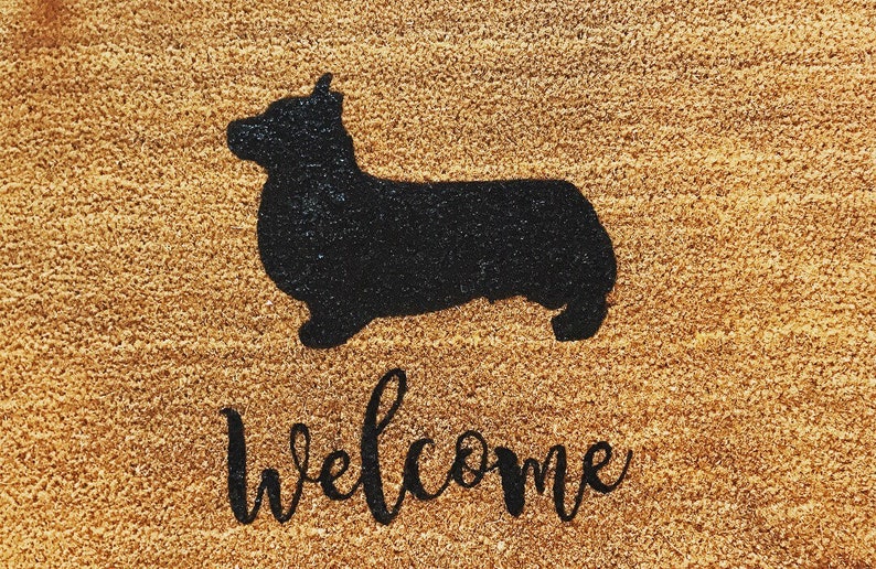 Made to Order Dog Silhouette Door Mat Shiba Inu Etsy