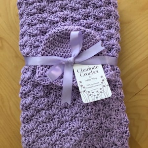 Crochet Baby Blanket with Matching Hat - Orchard Purple