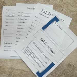A5 PDF Printable End of Life Planner, Personal & Beneficiary Information, Funeral Planning, Last Wishes, Instant Download