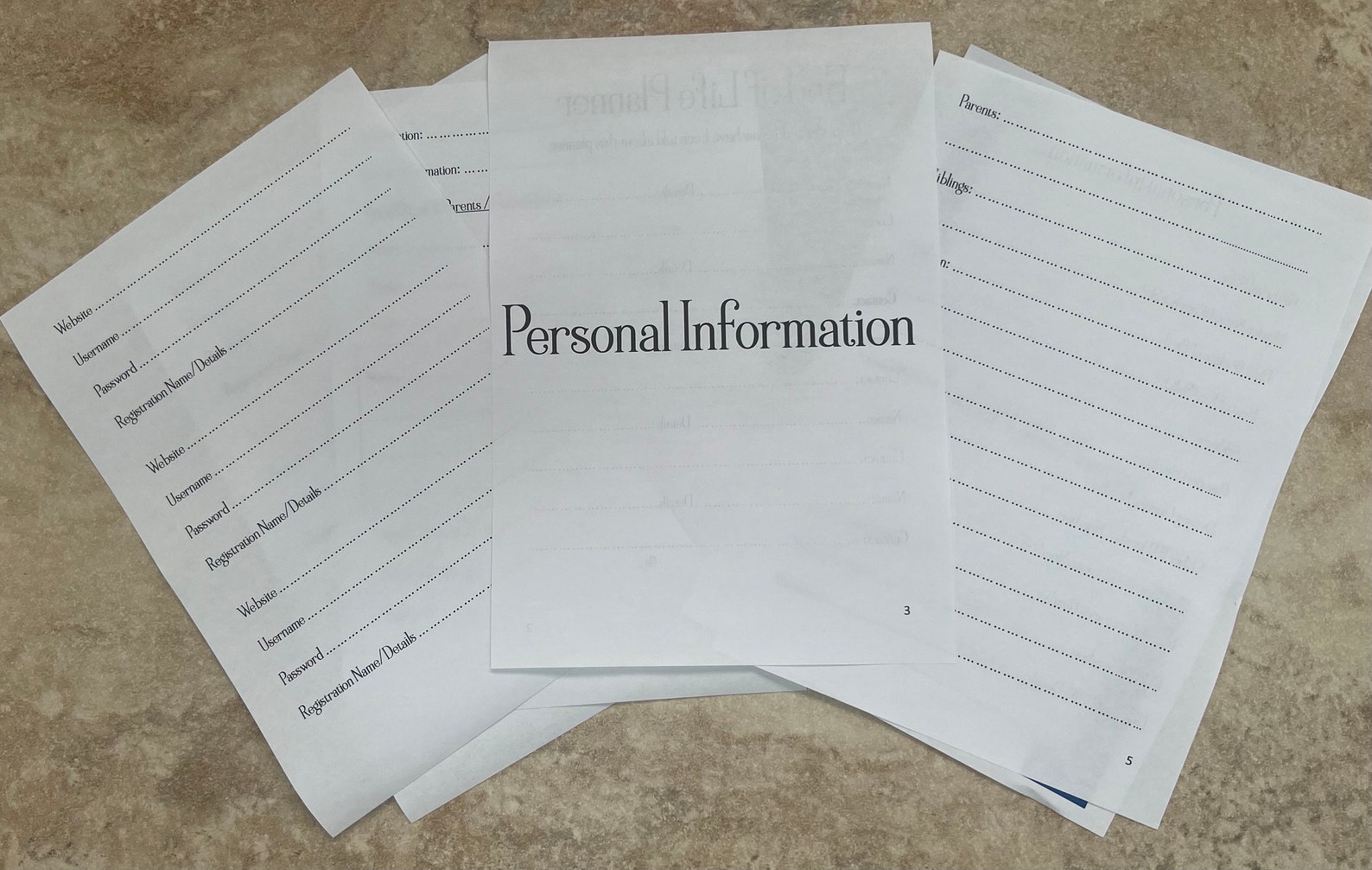 A5 PDF Printable End of Life Planner, Personal &amp; Beneficiary ...