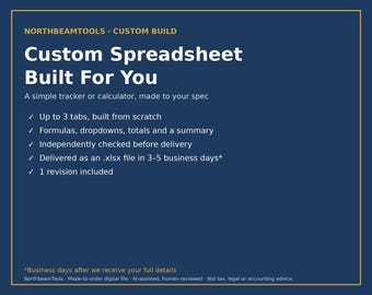 Custom Spreadsheet Built for You | Made to Order Excel & Google Sheets Tracker or Calculator for Small Business | Digital File