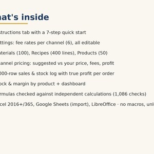Inventory & Pricing Calculator Spreadsheet | Product Cost, Etsy Shopify Amazon Fees, Profit Margin, Reorder Alerts | Excel and Google Sheets image 6