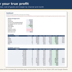 Inventory & Pricing Calculator Spreadsheet | Product Cost, Etsy Shopify Amazon Fees, Profit Margin, Reorder Alerts | Excel and Google Sheets image 3