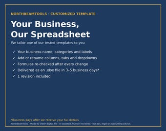 Custom Business Spreadsheet, Made to Order | We Tailor Our Excel & Google Sheets Template to You | Invoice Budget Inventory Tracker
