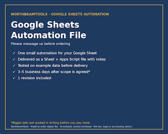 Google Sheets Automation File, Custom Made | Apps Script for Your Sheet: Reminders, Auto Sort, Summary | Message Before Ordering