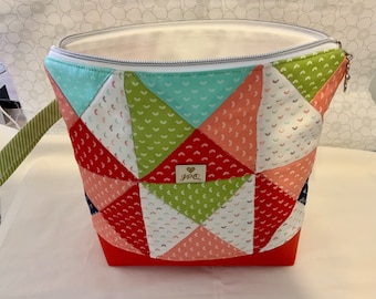 Knitting Crochet Shine on Rainbow Project Medium Sized Zippered Cosmetic Bag