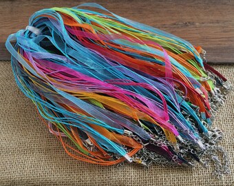 Colour /'Orange/' Cotton Cord with Organza Ribbon
