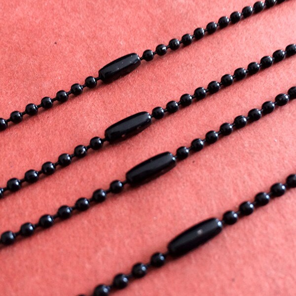 16pcs 68cm 2.4mm Black Ball Chain  Necklace Chain For Jewelry Making