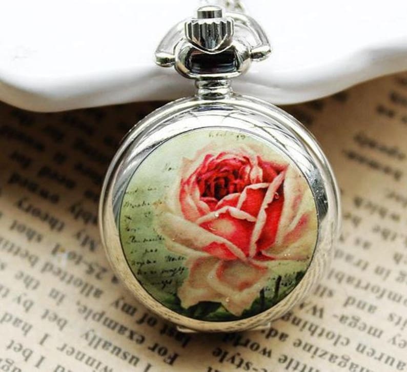 1pcs Rose Flower Pocket Watch Charms Pendant 30mm SZ150 Etsy