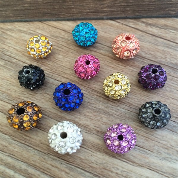 10pcs couleur mélangée pâte Shamballa perles Strass pour Shamballa Bracelet