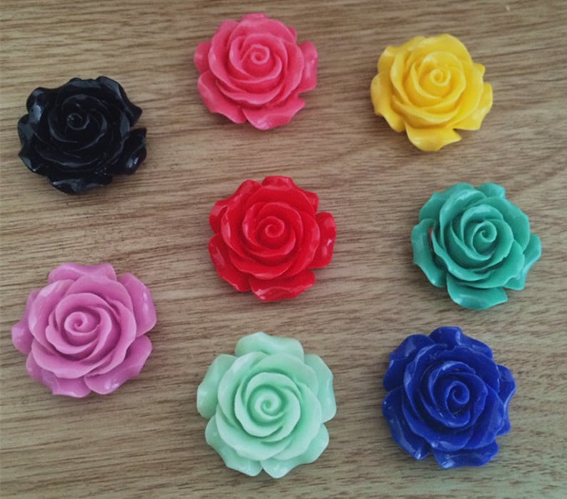 16pcs 28mm Mixed color resin flower