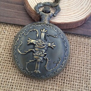 1pcs 45mmx45mm Bronze pocket watch charms pendant image 1