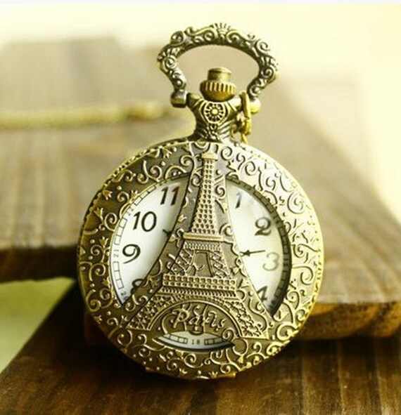 1pcs Eiffel Tower Pocket Watch Charms Pendant 45mmx45mm  display picture 1