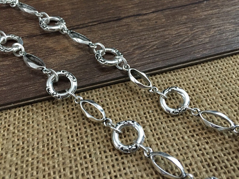 1m Antique Silver Necklace Chain for Jewelry Making Etsy