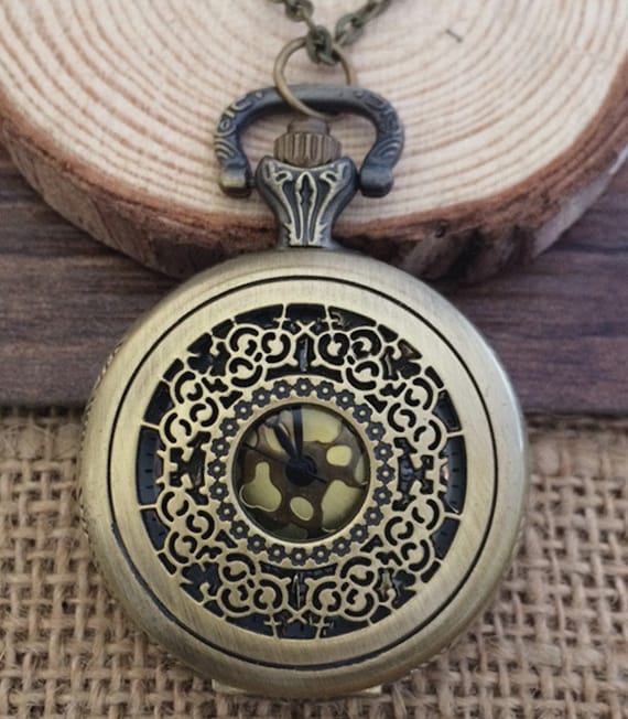 1pcs Bronze Pocket Watch Charms Pendant 40mm Mm01 Image 0