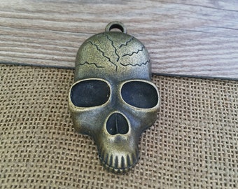 2pcs 77x37mm  Skull  Pendant   - antique bronze Charm Pendant Jewelry Findings